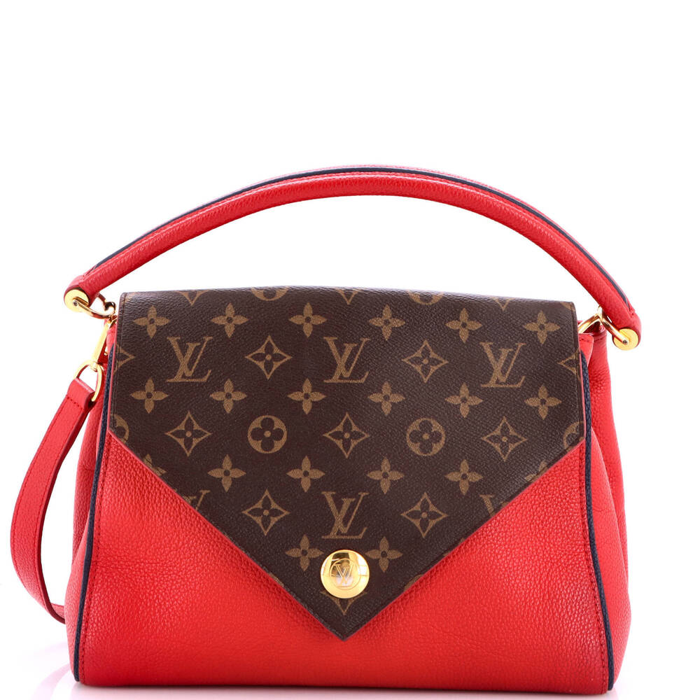 Louis Vuitton Double V Handbag Calfskin with Monogram Canvas